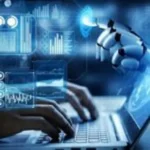 digital marketing manager in calicut is typing on a laptop using AI instructions